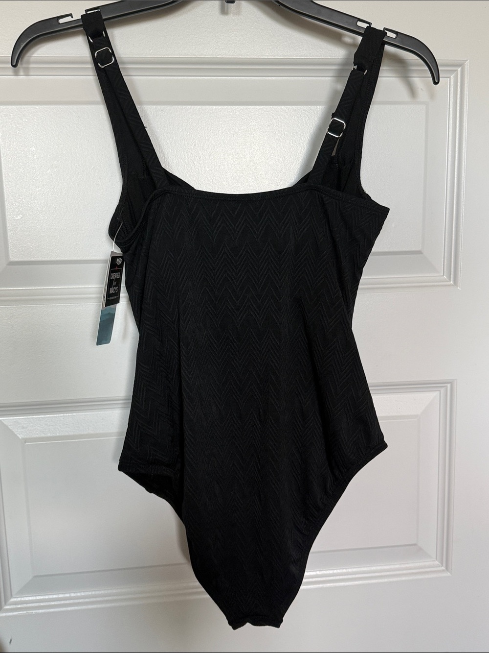 NWT Swim Solutions Black Ruched V-Neck One-Piece Sz 8 - Picture 8 of 9